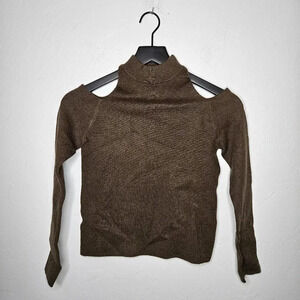 MONROW ‎ Supersoft Cold Shoulder Long Sleeve Sweater in Green Size Small